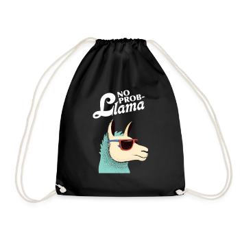 No Prob-Llama - Lama Alpaka Bürospruch - Turnbeutel - Schwarz - Vorne