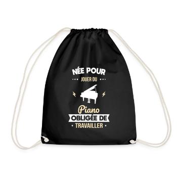Née pour jouer du piano - Obligée de travailler - Sac de sport léger - noir - Devant