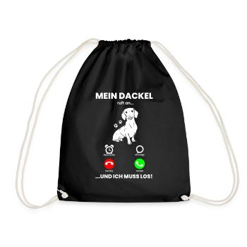 Dackel Dachshund - Mein Dackel ruft an, ich muss l - Turnbeutel - Schwarz - Vorne