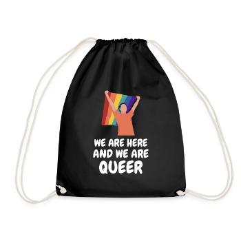 We Are Queer LGBTQ Rainbow Flag Gay Pride - Turnbeutel - Schwarz - Vorne
