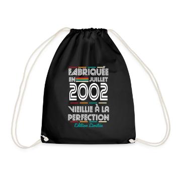 Anniversaire 20 ans - Fabriquée en Juillet 2002 - Sac de sport léger - noir - Devant