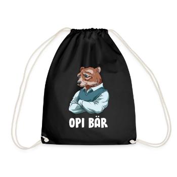 Schlauer Opi Bär - Frisch Gebackener Opa - Turnbeutel - Schwarz - Vorne