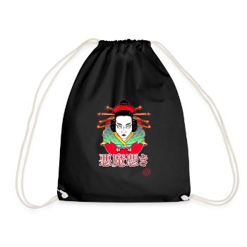 Akumatsuki strange things and geisha - Drawstring Bag - black - Front