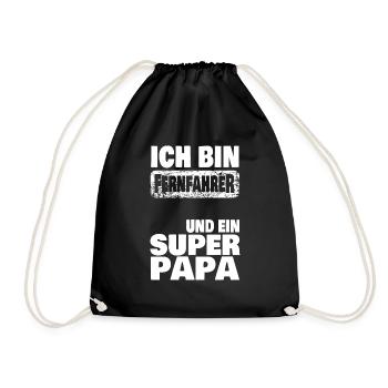 Ich bin super Papa Fernfahrer - Turnbeutel - Schwarz - Vorne