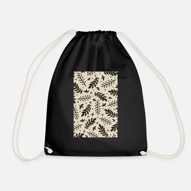 Floral Beige Pattern - Turnbeutel - Schwarz