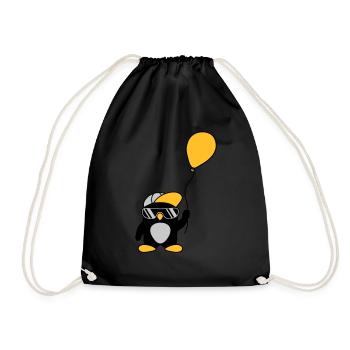 Balloon cool penguin cap - Drawstring Bag - black - Front