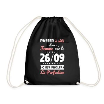 Anniversaire - Née 26 Septembre Frôler perfection - Sac de sport léger - noir - Devant