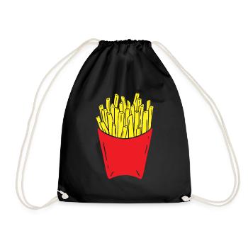 Vintage Pommes Frites Pommes Liebhaber Fast Food F - Turnbeutel - Schwarz - Vorne