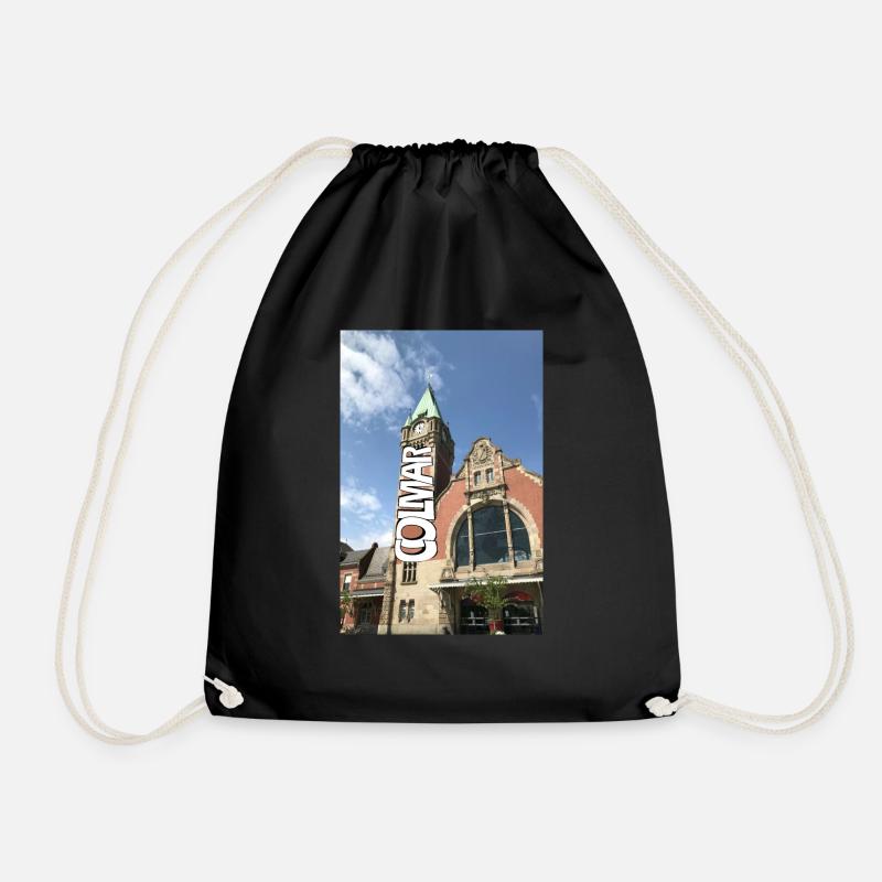 Colmar Graph Railway Station - Drawstring Bag - black