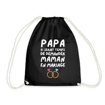 Papa demande en mariage maman - Sac de sport léger - noir - Devant