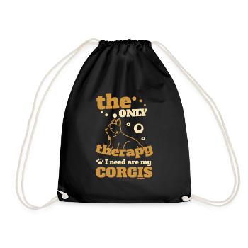 Therapy Corgi Dog Dog Owner - Drawstring Bag - black - Front