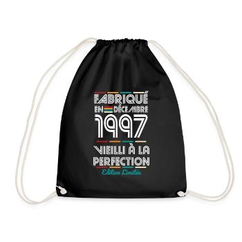 Anniversaire 25 ans - Fabriqué en Décembre 1997 - Sac de sport léger - noir - Devant