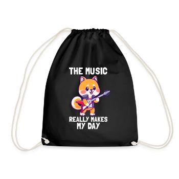 funny musician electric guitar motif - Drawstring Bag - black - Front