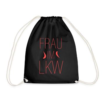 Frau im LKW - Turnbeutel - Schwarz - Vorne