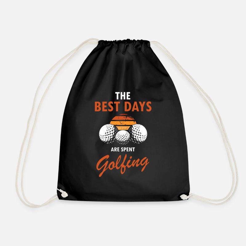 The Best Days Are Spent Golfing Retro Golfer - Drawstring Bag - black