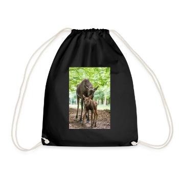 Mama Elch mit Kalb - Turnbeutel - Schwarz - Vorne