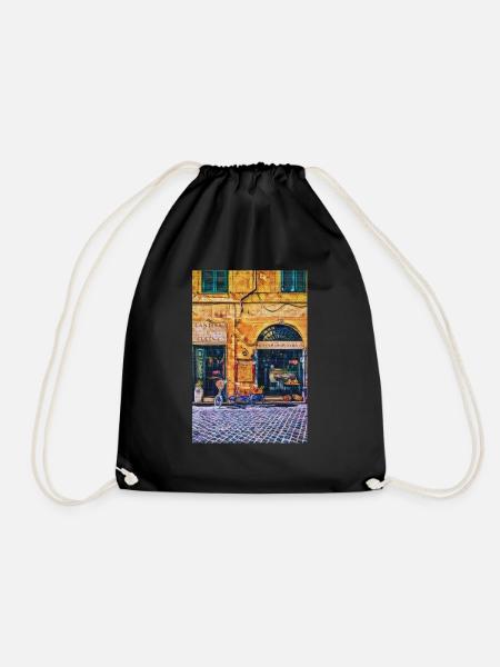 Vintage Roma Kleine Läden Malerei Italien Liebhaber Geschenk - Turnbeutel - Schwarz
