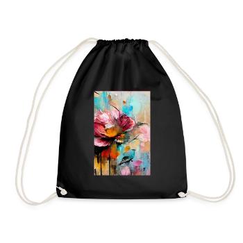Foral Abstract Rose Blooms Abstrakt - Turnbeutel - Schwarz - Vorne
