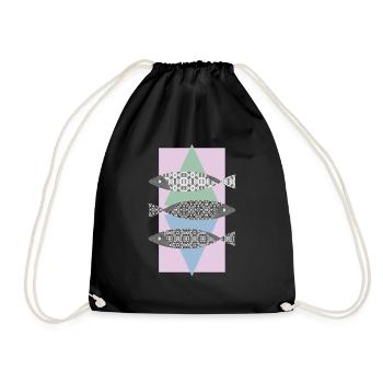 Des poissons - Sac de sport léger - noir - Devant