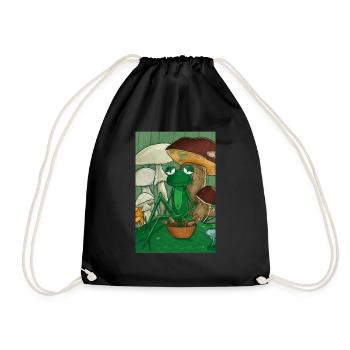 Grenouille cueillant des champignons - Sac de sport léger - noir - Devant