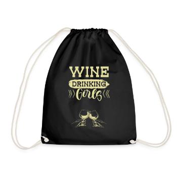 wine drinking girls - Turnbeutel - Schwarz - Vorne