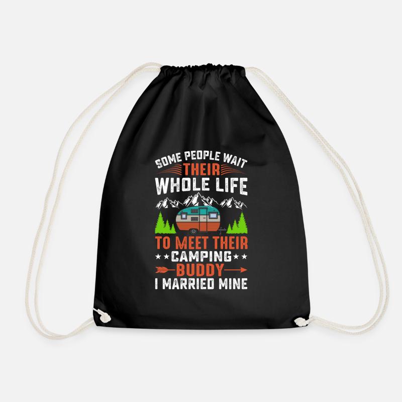 Camping our life - Drawstring Bag - black