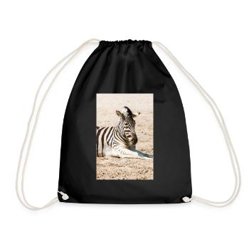 Zebra (in german Zebra or Zebras) Hippotigris - Drawstring Bag - black - Front