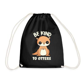 Be kind to Otters Otter Funny Animal Puns - Drawstring Bag - black - Front