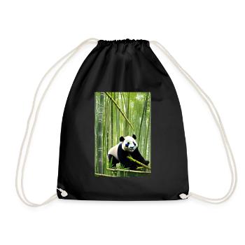 Darstellung eines niedlichen Pandas im Bambuswald. - Turnbeutel - Schwarz - Vorne