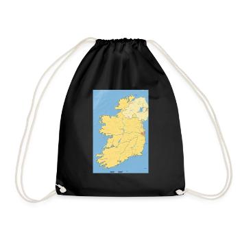 Ireland map with cities, roads, rivers, lakes - Drawstring Bag - black - Front