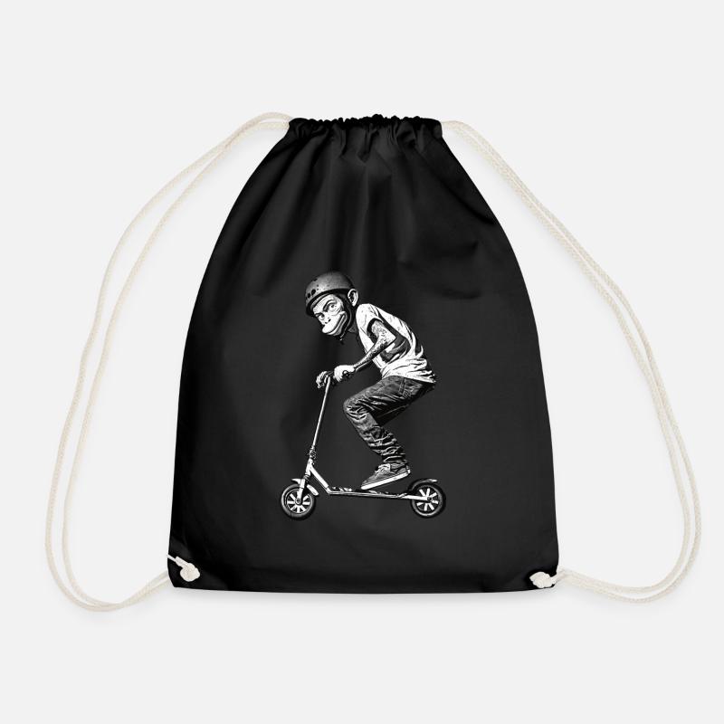 Stunt Scooter Monkey Does Tricks - Drawstring Bag - black