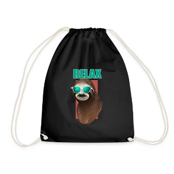 Cool Comic Portrait Sloth sunglasses relax - Drawstring Bag - black - Front