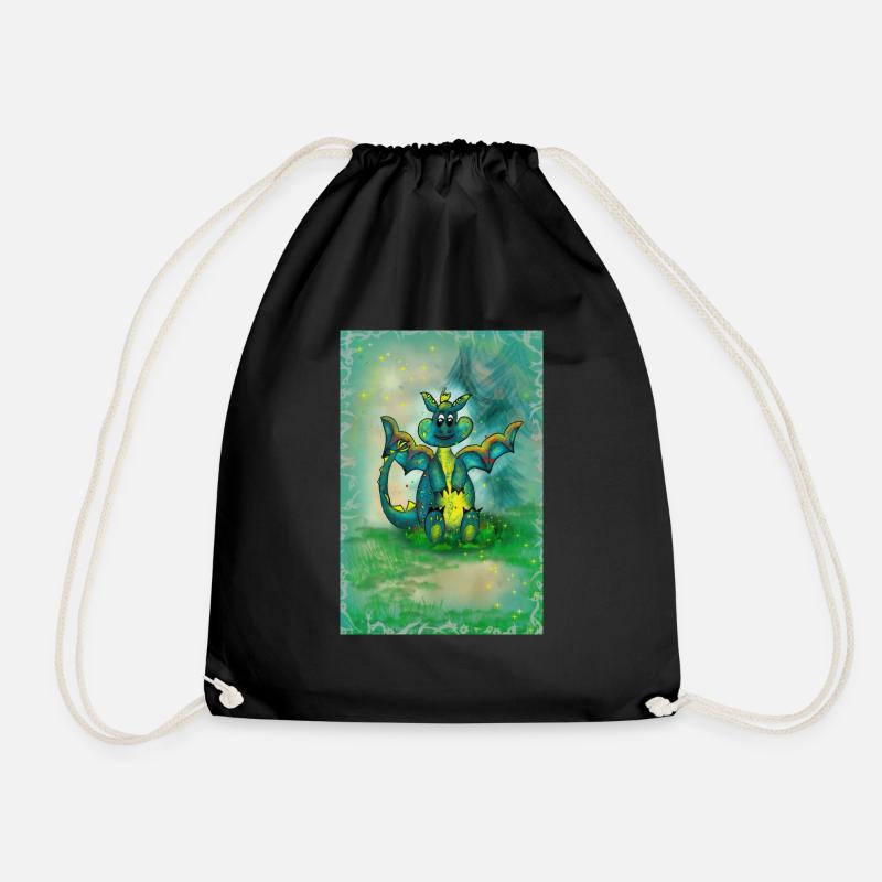 Drache mit Hintergrund - Turnbeutel - Schwarz
