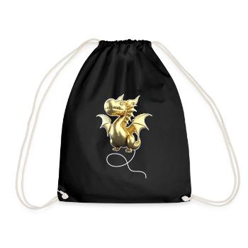 Drache Ballon - Gold - Turnbeutel - Schwarz - Vorne