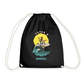Catcha A Wave! Funny Retro Surfer - Turnbeutel - Schwarz - Vorne