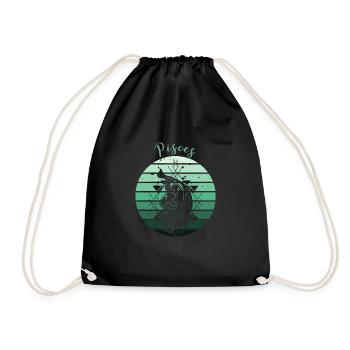 Logo rétro signe astrologique "Poisson" - Sac de sport léger - noir - Devant