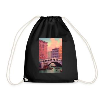 Die Rialto Brücke in Venedig - Turnbeutel - Schwarz - Vorne