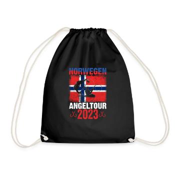 Norwegen Angelurlaub Angeltour 2023 - Turnbeutel - Schwarz - Vorne