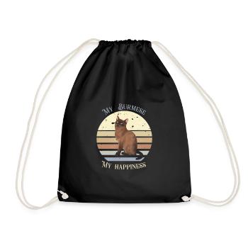 Logo rétro avec un chat "Burmese" - Sac de sport léger - noir - Devant