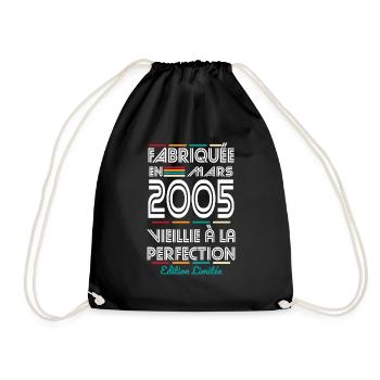 Anniversaire 20 ans - Fabriquée en Mars 2005 - Sac de sport léger - noir - Devant