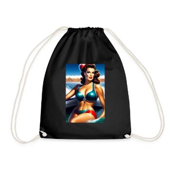 Pin Up Girl in Boot - Drawstring Bag - black - Front