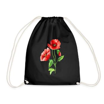 Blumen - Turnbeutel - Schwarz - Vorne