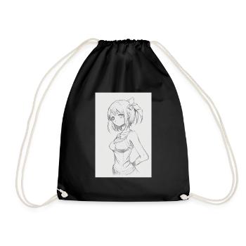 Anime Girl Sketch Shirt - Turnbeutel - Schwarz - Vorne