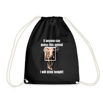 If anyone can guess this animal I will drink - Drawstring Bag - black - Front