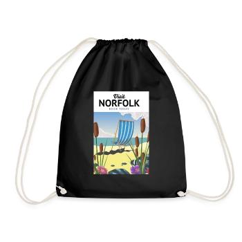 Norfolk Seaside Travel poster - Drawstring Bag - black - Front