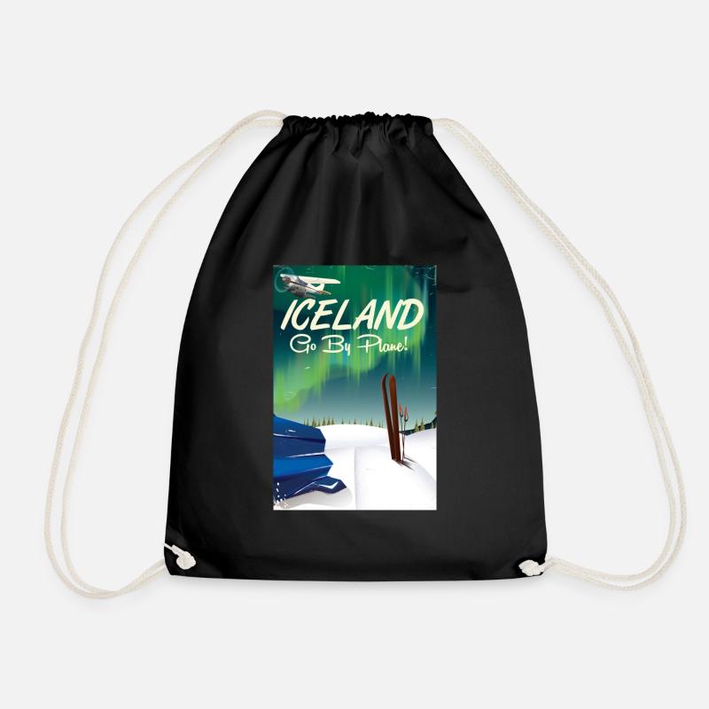 Island Go By Plane Skireiseplakat - Turnbeutel - Schwarz