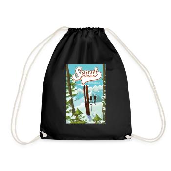 Séoul Corée du Sud Affiche de ski - Sac de sport léger - noir - Devant