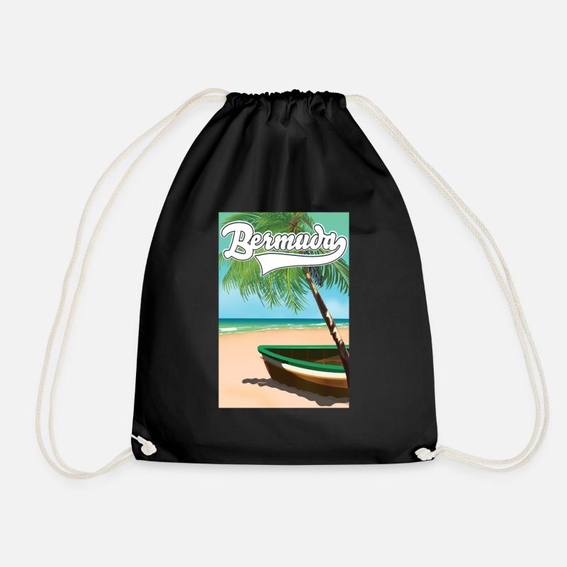 Bermuda Vacation poster - Drawstring Bag - black