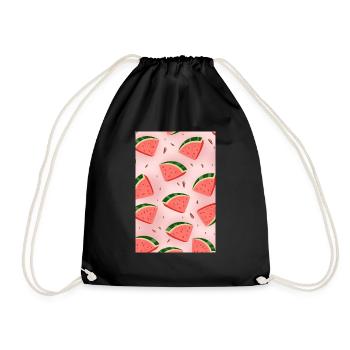Watermelon slices - Drawstring Bag - black - Front