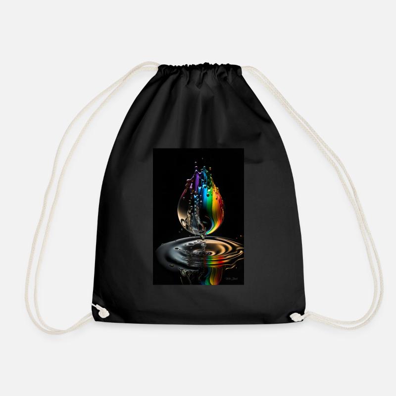 Tropfen regenbogen 3 - Turnbeutel - Schwarz